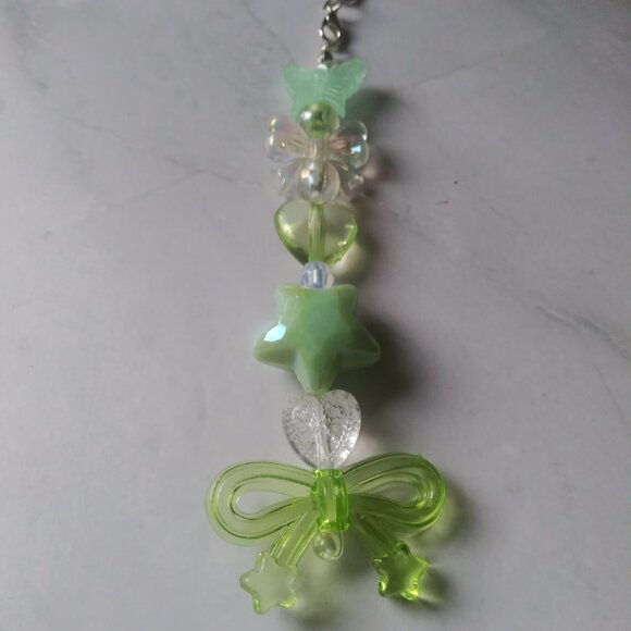 Fairycore Butterfly Star Charm Strap | Mint Green Beaded Phone & Bag Accessory - Picture 5 of 7